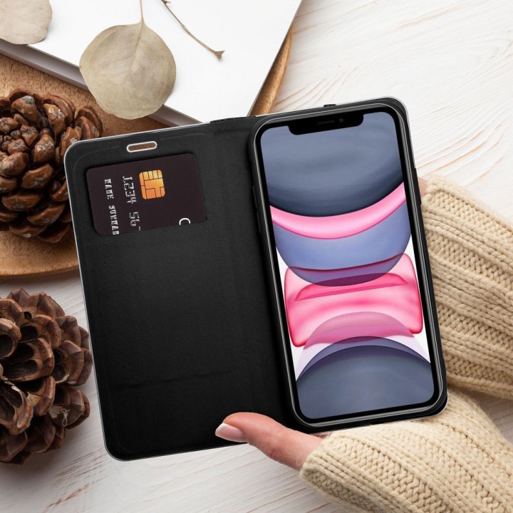 Flip case for iPhone 16 Luna Book Carbon black