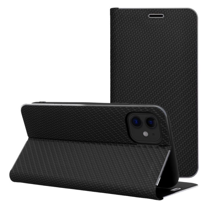 Чохол з клапаном для iPhone 16 PLUS Luna Book Carbon чорний