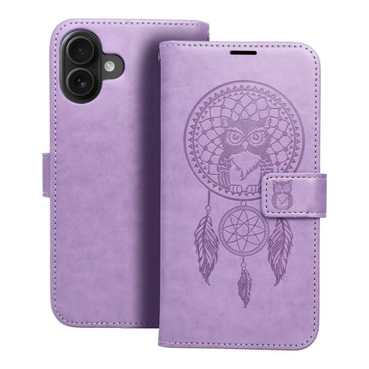 Etui z klapką na iPhone 16 PLUS Mezzo Book łapacz snów fioletowe