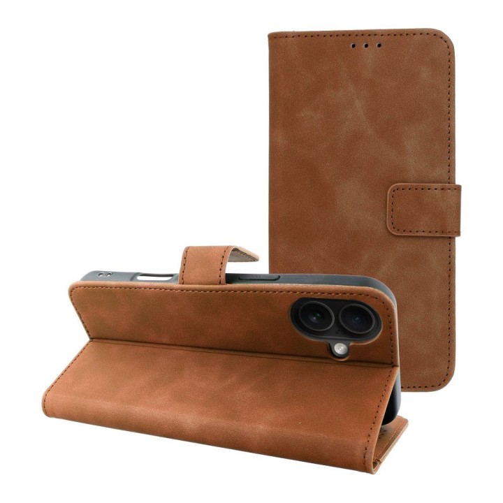 Чохол з клапаном для iPhone 16 PLUS Tender Book коричневий