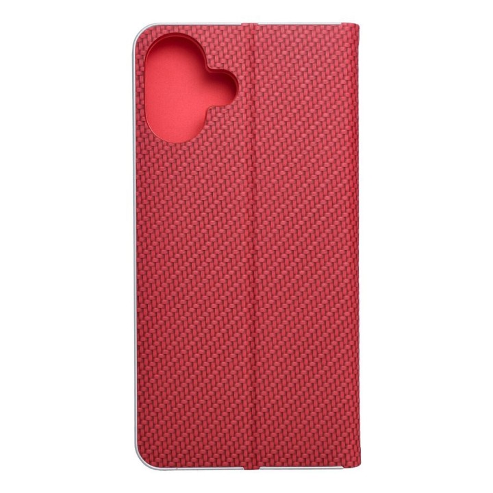 Flip case for iPhone 16 PLUS Luna Book Carbon red