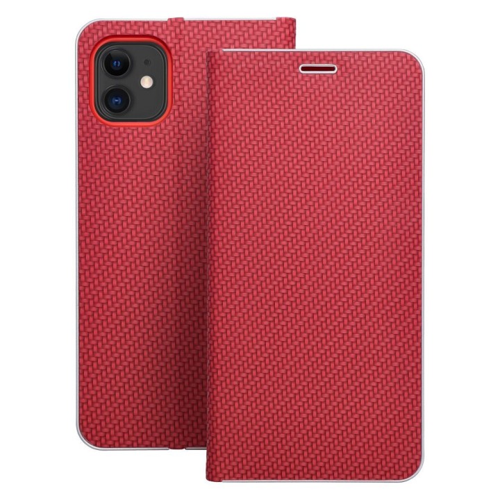Flip case for iPhone 16 Luna Book Carbon red