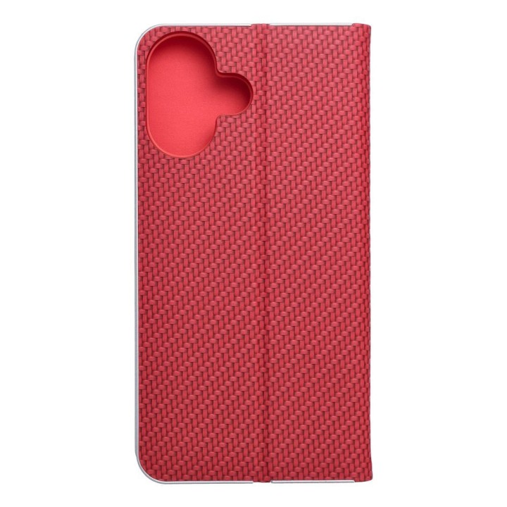 Чохол з клапаном для iPhone 16 Luna Book Carbon червоний