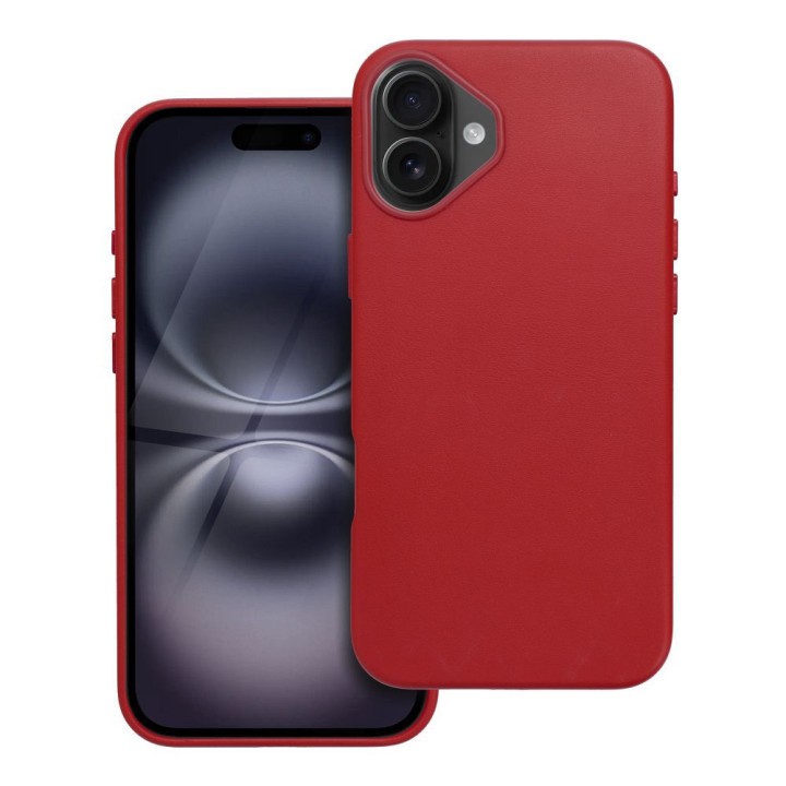 Чехол для iPhone 16 PLUS Leather Mag Cover совместимый с MagSafe красный