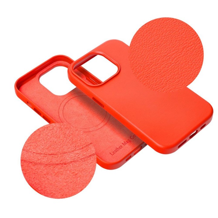 Etui na iPhone 16 PLUS Leather Mag Cover zgodne z MagSafe czerwone