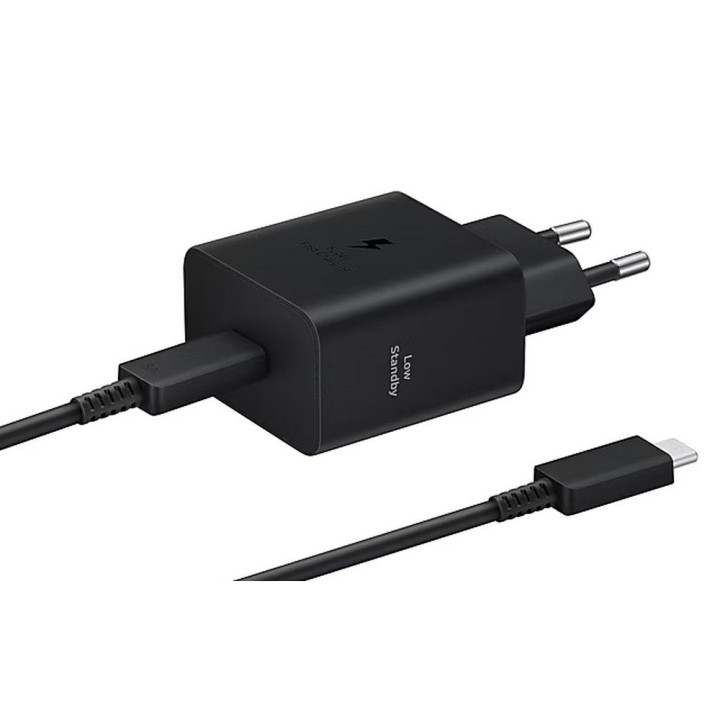 SAMSUNG oryginalna ładowarka sieciowa Typ C + kabel Typ C do Typ C PD 3A 45W EP-T4511XBEGEU czarna blister