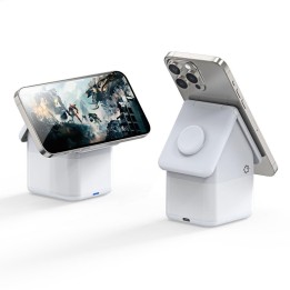 Беспроводное зарядное устройство Duzzona W20 4w1 совместимая с MagSafe 15W с лампой белое