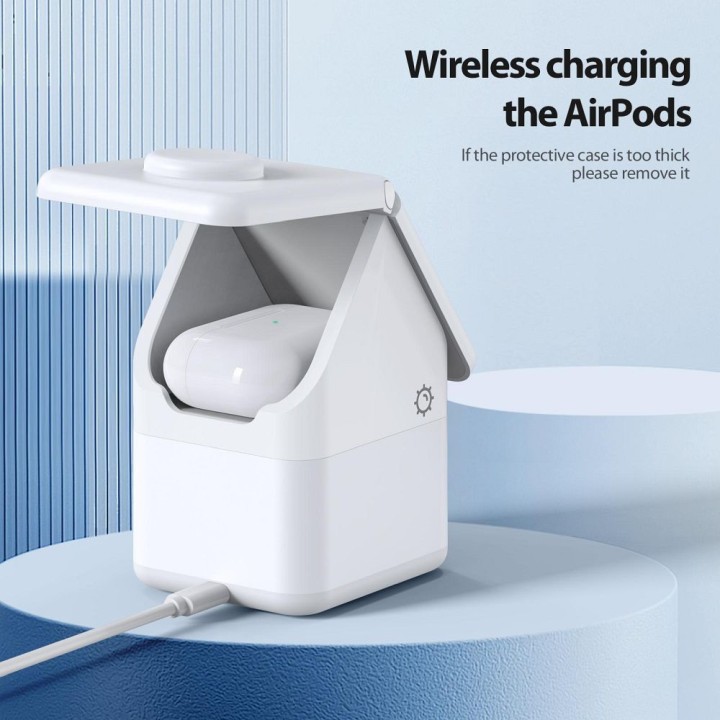 Wireless charger Duzzona W20 4-in-1 compatible with MagSafe 15W with light white