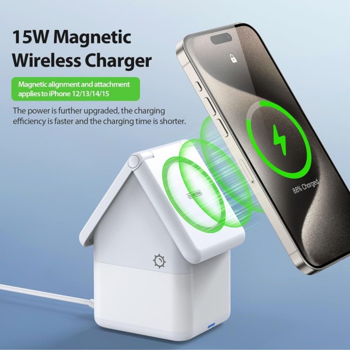 Wireless charger Duzzona W20 4w1 MagSafe compatible 15W with lamp white