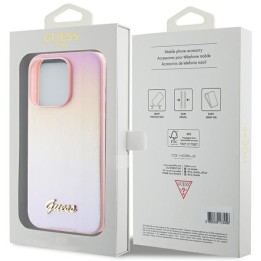 GUESS чохол для IPHONE 14 Pro GUHCP14LPSAIRSP (Saffiano Iridescent Script) рожевий