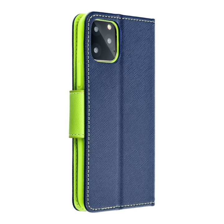 Flip case for iPhone 16 PLUS Fancy Book navy blue-lime