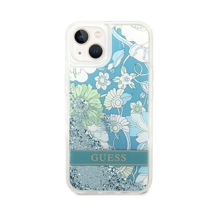 GUESS case for IPHONE 13 / 14 / 15 GUHCP14SLFLSN (Flower Liquid Glitter) green
