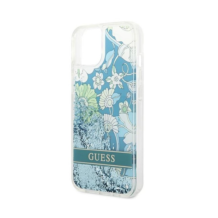 GUESS case for IPHONE 13 / 14 / 15 GUHCP14SLFLSN (Flower Liquid Glitter) green