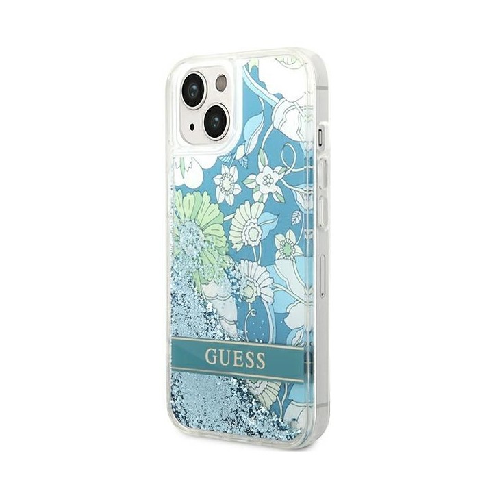 GUESS чохол для IPHONE 13 / 14 / 15 GUHCP14SLFLSN (Flower Liquid Glitter) зелений