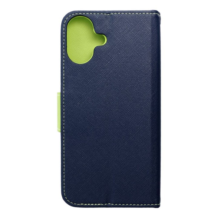 Etui z klapką na iPhone 16 PLUS Fancy Book granatowo-limonkowe