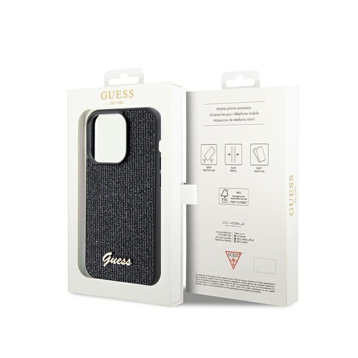 GUESS case for IPHONE 14 Pro GUHCP14LPMSDGSK (Disco Metal Script) black