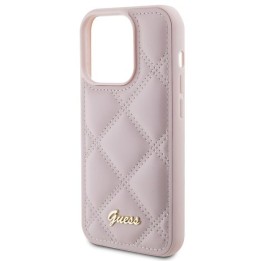 GUESS чохол для IPHONE 15 Pro GUHCP15LPSQSQSP (Quilted Metal Logo) рожевий