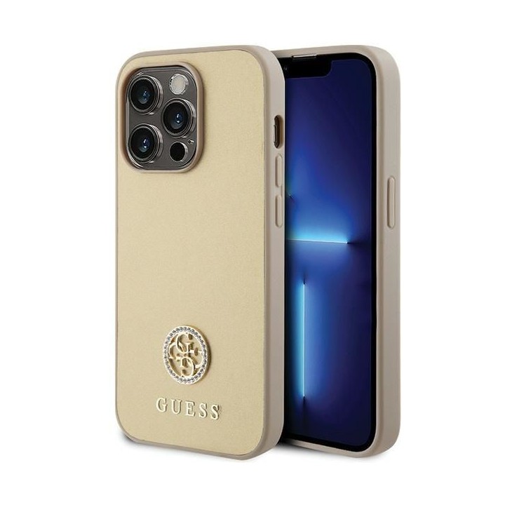 GUESS чохол для IPHONE 15 Pro GUHCP15LPS4DGPD (Strass Metal Logo) золотий
