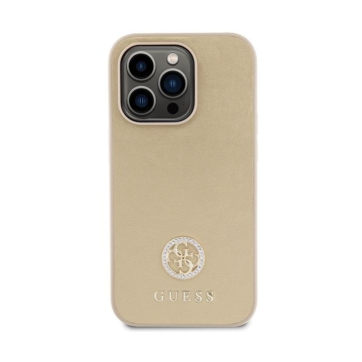 GUESS чохол для IPHONE 15 Pro GUHCP15LPS4DGPD (Strass Metal Logo) золотий