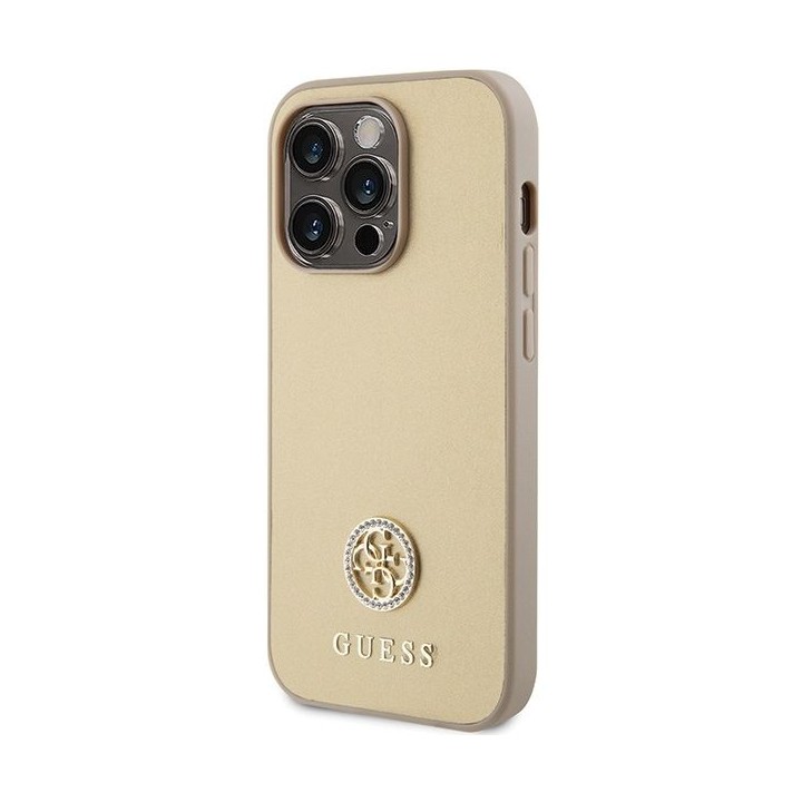 GUESS чохол для IPHONE 15 Pro GUHCP15LPS4DGPD (Strass Метал Логотип) золотий