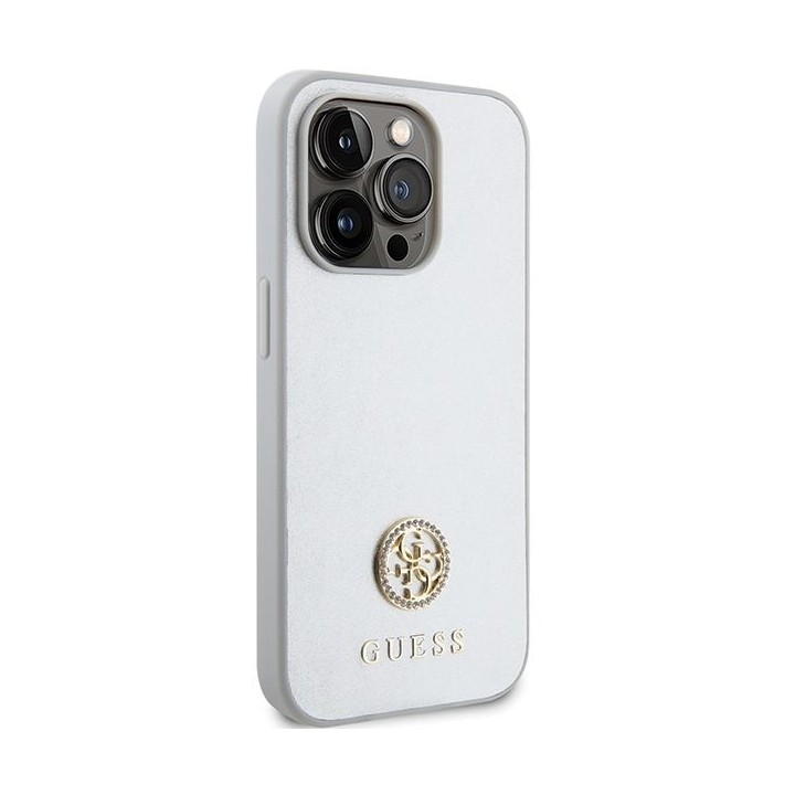 GUESS чехол для IPHONE 15 Pro GUHCP15LPS4DGPS (Strass Metal Logo) серебристый