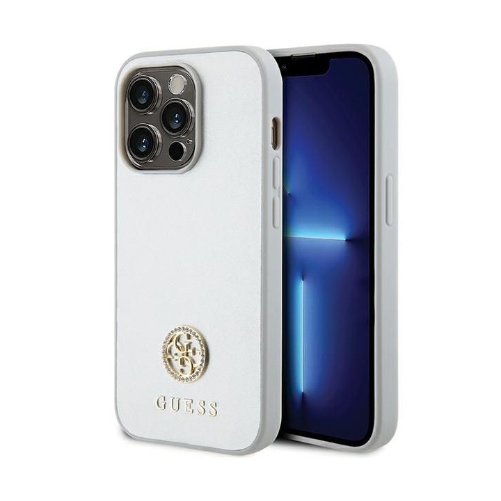 GUESS чохол для IPHONE 15 Pro GUHCP15LPS4DGPS (Strass Метал Логотип) сріблястий