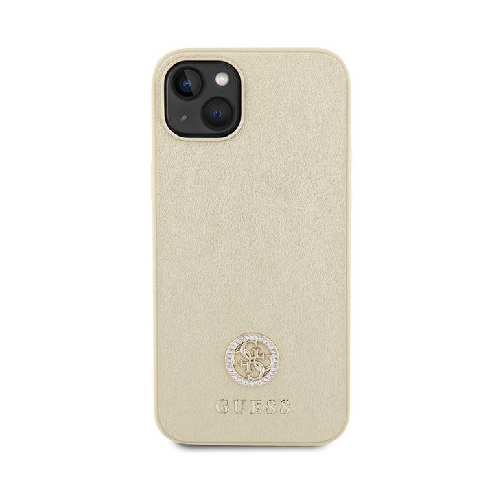 GUESS futerał do IPHONE 13 / 14 / 15 GUHCP15SPS4DGPD (Leather 4G Metal Logo Strass) złoty