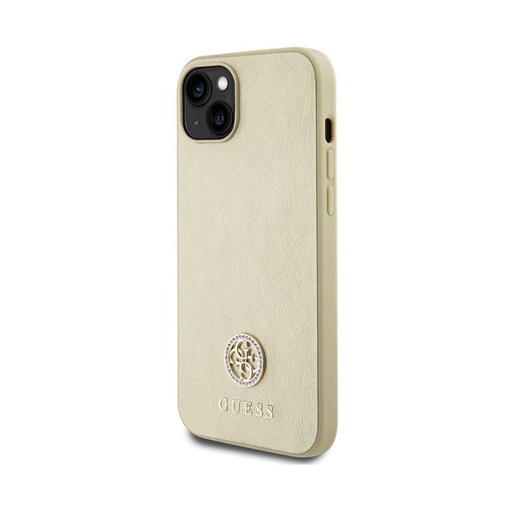 GUESS case for IPHONE 13 / 14 / 15 GUHCP15SPS4DGPD (Leather 4G Metal Logo Strass) gold