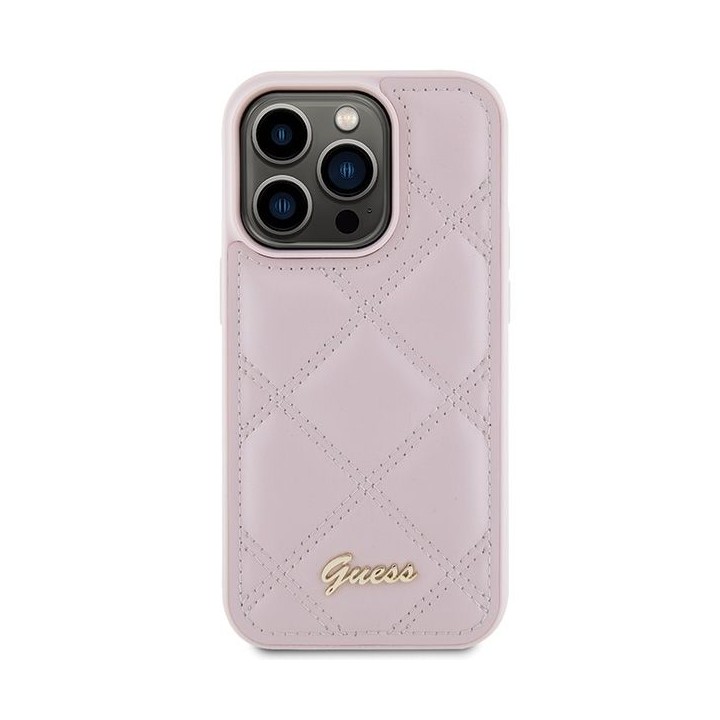 GUESS чохол для IPHONE 15 Pro GUHCP15LPSQSQSP (Quilted Metal Logo) рожевий