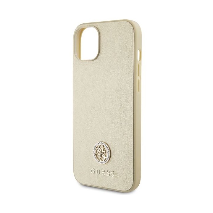 GUESS case for IPHONE 13 / 14 / 15 GUHCP15SPS4DGPD (Leather 4G Metal Logo Strass) gold