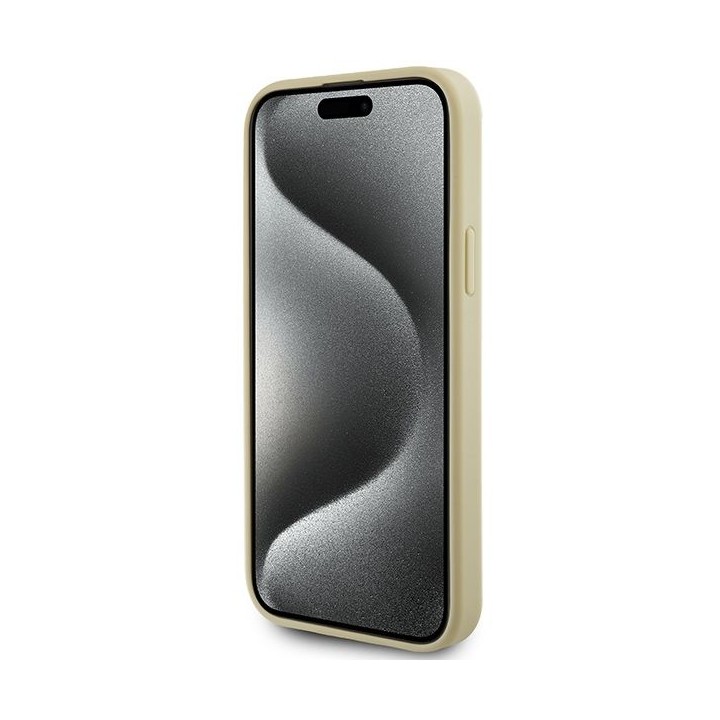 GUESS case for IPHONE 13 / 14 / 15 GUHCP15SPS4DGPD (Leather 4G Metal Logo Strass) gold