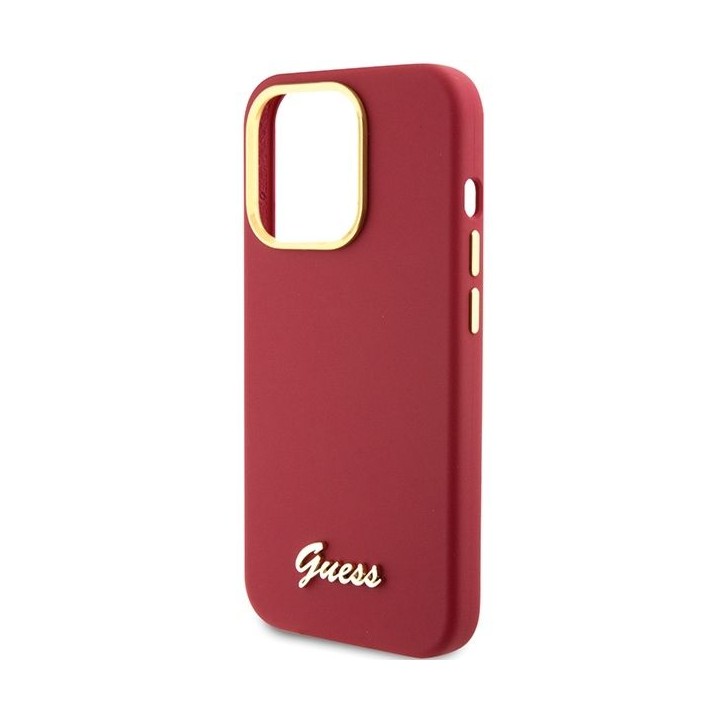 GUESS чехол для IPHONE 15 Pro GUHCP15LSMBSLM (Silicone Script Металл Логотип & Frame) magenta