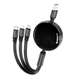Кабель 3 в 1 USB A для Lightnig / Micro USB / USB C Hoco 2A 1 m X78 черный