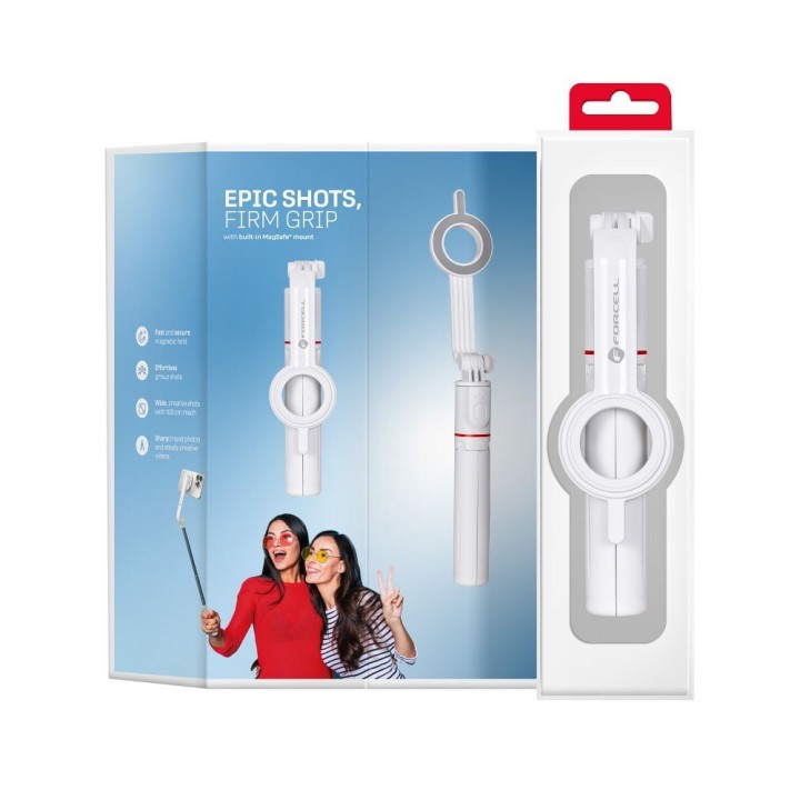 Селфі-монопод Forcell F-Grip MagSelfie S100M, сумісний із MagSafe, із бездротовим пультом білий 0INT