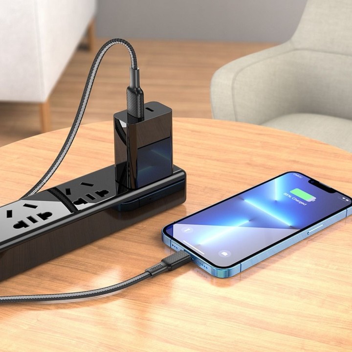 Кабель USB A для Lightning Hoco 2,4A 1 m X69 черно белый