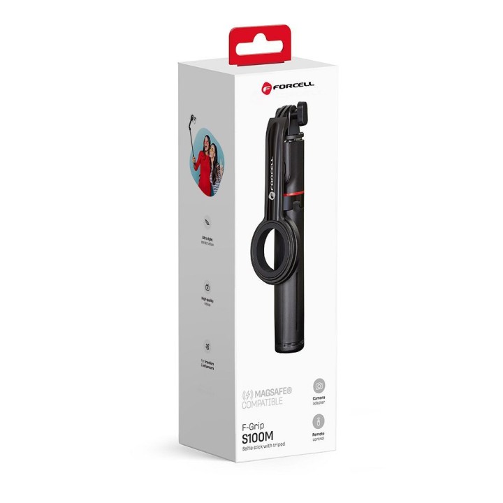 Selfie stick Forcell F-Grip MagSelfie S100M compatible with MagSafe with wireless remote control black 0INT