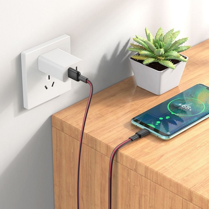 HOCO kabel USB do Typ C 3A Jaeger X69 czarno-czerwony