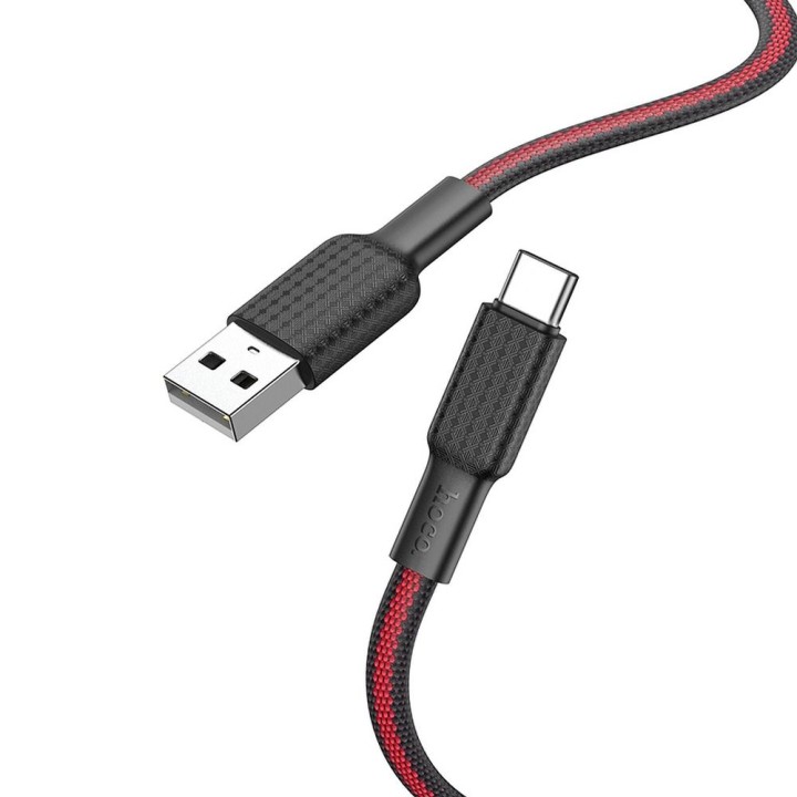 HOCO cable USB for Type C 3A Jaeger X69 czarno-czerwony