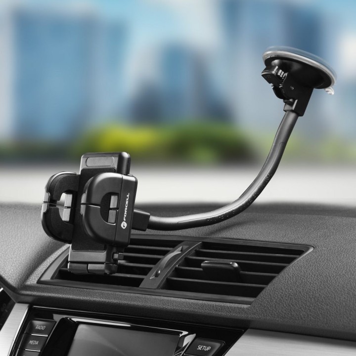 Phone holder for car universal Forcell F-Grip Regular 27 cm for windscreen / dashboard / air vent black