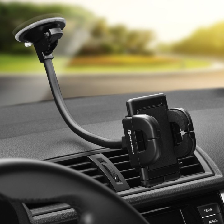 Universal car phone holder Forcell F-Grip Regular 27 cm for windshield / dashboard / air vent black