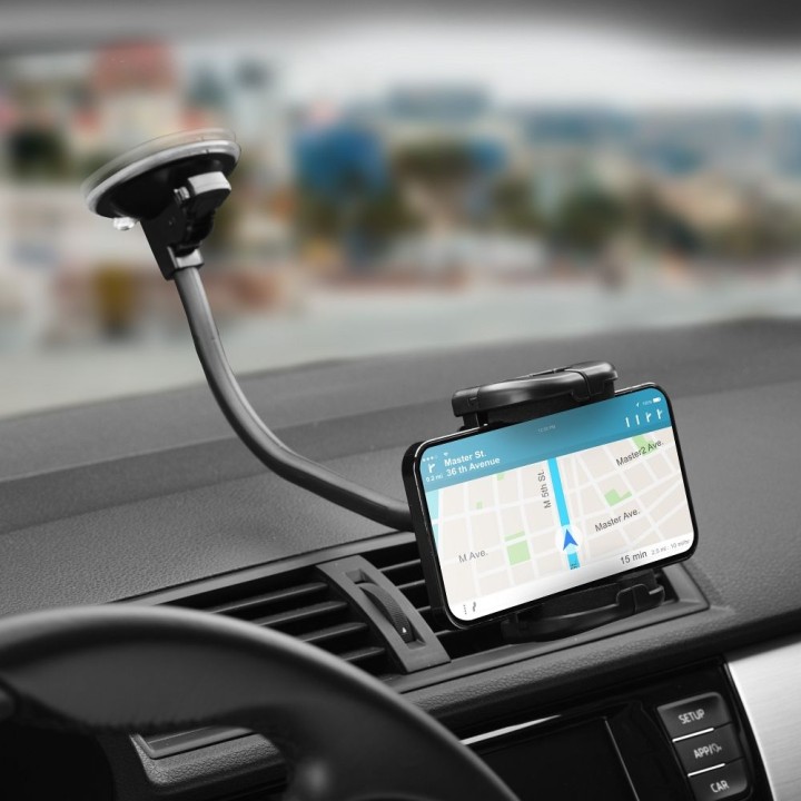Universal car phone holder Forcell F-Grip Regular 27 cm for windshield / dashboard / air vent black