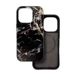 Case for iPhone 16 PRO Forcell F-Protect Mirage compatible with MagSafe Military Drop-Test black marble