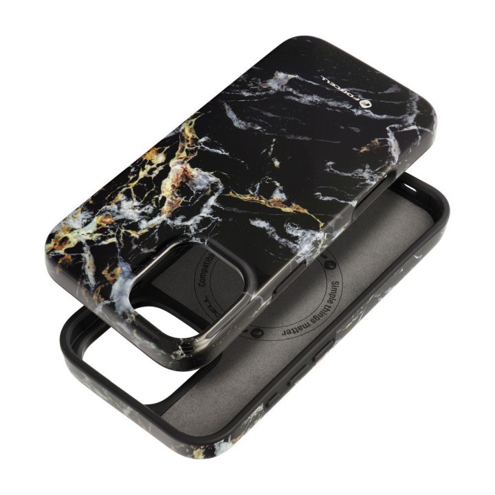 Чохол для iPhone 16 PLUS Forcell F-Protect Mirage сумісний із MagSafe Military Drop-Test black marble