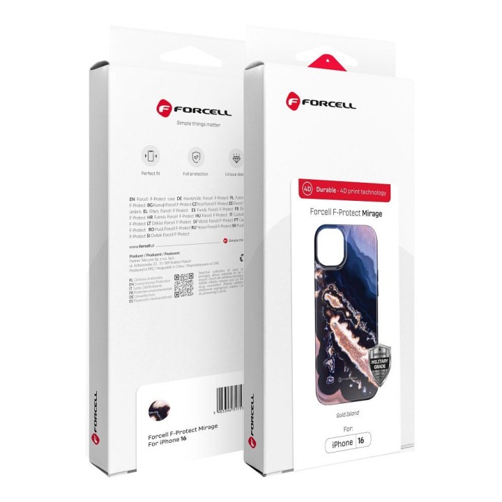 Case for iPhone 16 PLUS Forcell F-Protect Mirage compatible with MagSafe Military Drop-Test gold island