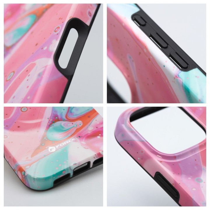 Case for iPhone 16 PRO MAX Forcell F-Protect Mirage compatible with MagSafe Military Drop-Test pink marble