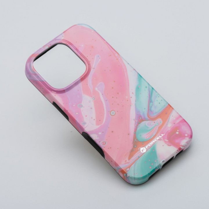 Case for iPhone 16 PRO MAX Forcell F-Protect Mirage compatible with MagSafe Military Drop-Test pink marble