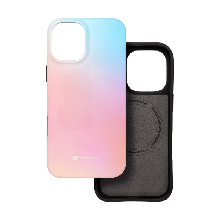 Case for iPhone 16 PLUS Forcell F-Protect Mirage compatible with MagSafe Military Drop-Test pinky blue