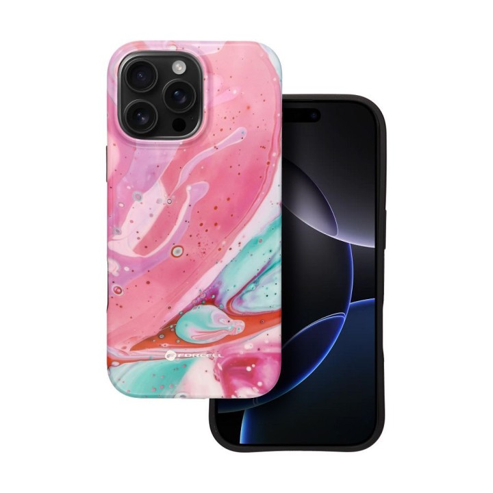 Чохол для iPhone 16 PRO MAX Forcell F-Protect Mirage сумісний з MagSafe Military Drop-Test pink marble