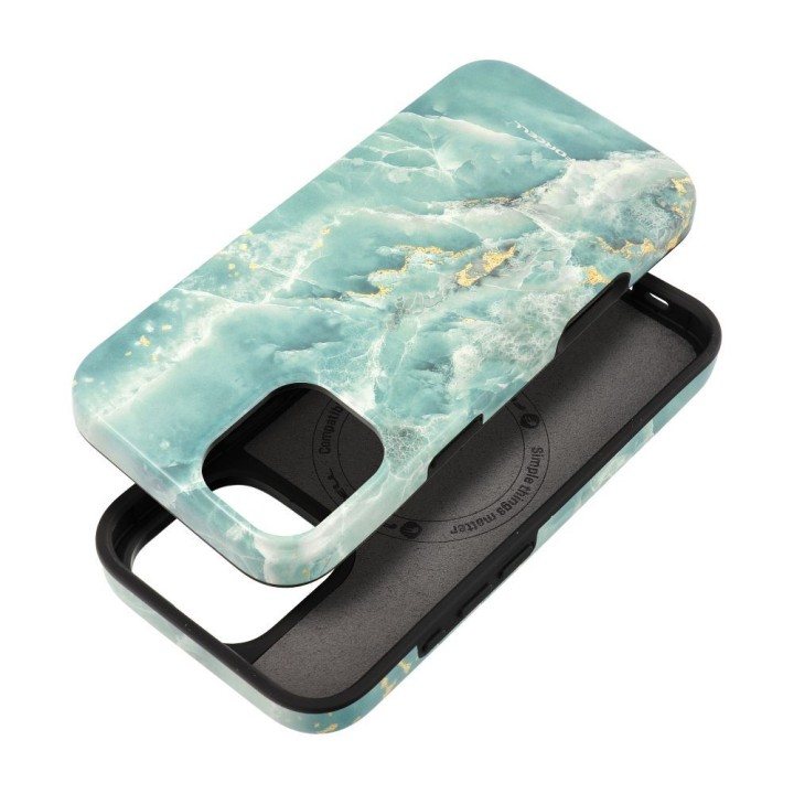 Case for iPhone 16 PLUS Forcell F-Protect Mirage compatible with MagSafe Military Drop-Test green marble