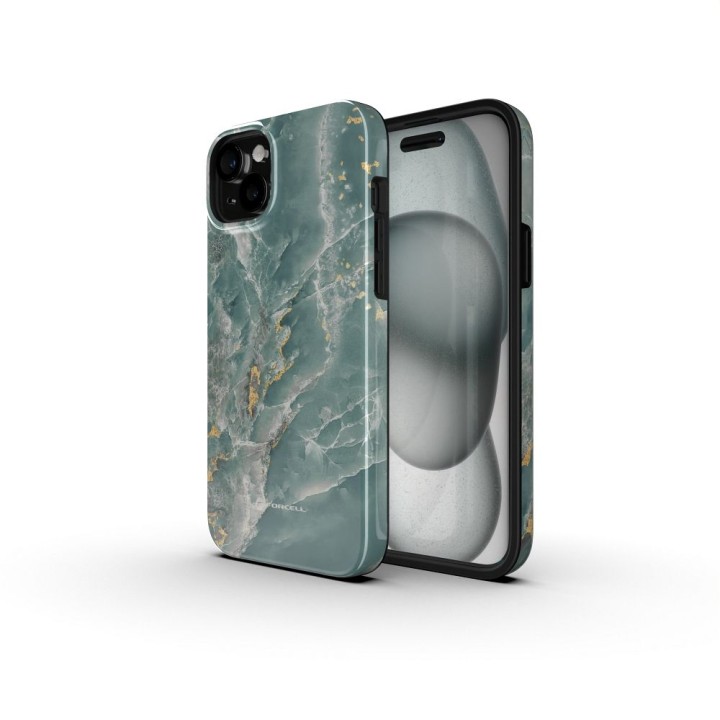 Чохол для iPhone 16 PLUS Forcell F-Protect Mirage сумісний із MagSafe Military Drop-Test green marble